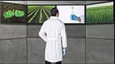 Adjacent Programmes — a researcher observing vertical farm growing panels